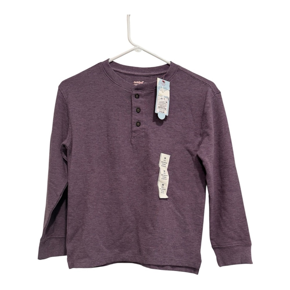 Cat & Jack Boys' Relaxed Fit Long Sleeve Henley Shirt in Purple - Size M (8)